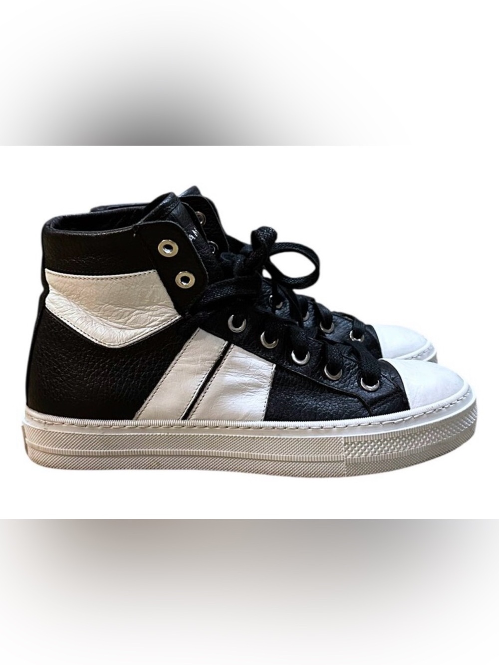 Amiri Sunset Leather High Top Sneaker 'Black White'